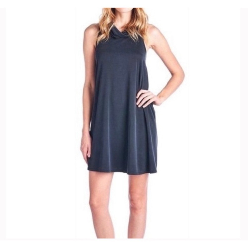 NATION LTD Women's Navy Blue Sleeveless Cowl Neck Swing Dress M‎